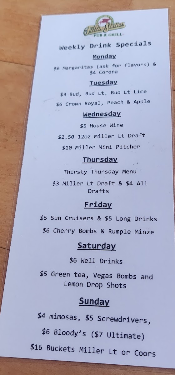 Menu The Filling Station Pub & Grill-7